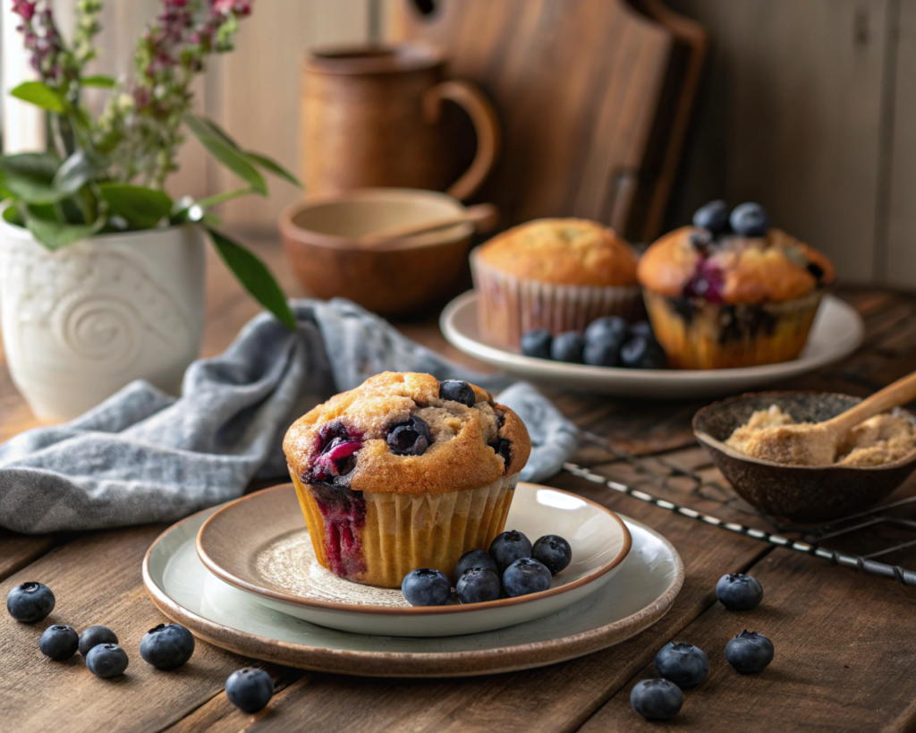 Close-up of a blueberry muffin: is it healthy?